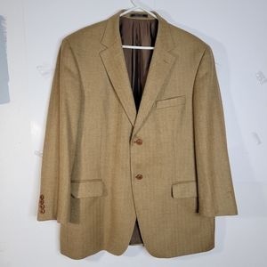 Mens Arnold Brant light brown Cashmere Blazer size 46 Reg Small holes